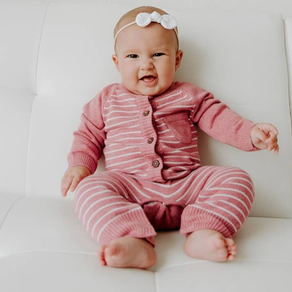 VIVERANO ORGANICS - Stripe Sweater Romper - Rose - Picture 3 of 3